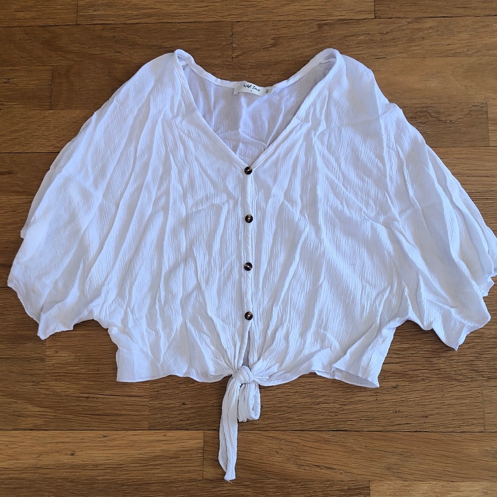 White Button-Down Women Top